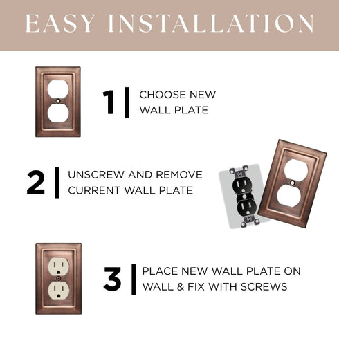 Architectural Combo Toggle / Duplex Light Switch Wall Plate - Antique Copper Finish